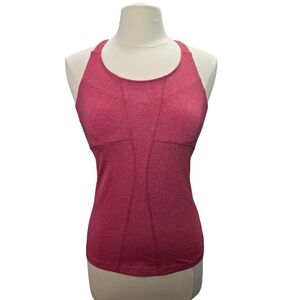 Athleta Tank Top Womens Small Red Pink Built In Bra Active Wear Stretch Ladies